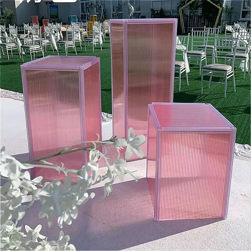Pink 3PC Модные свадебные креативные реквизиты декоративные геометрические дорожные свинцовые подставки для торта Пластиковые Столбы цветочный горшок дорожные свинцовые подставки Вечерние - Цвет: Pink 3PC