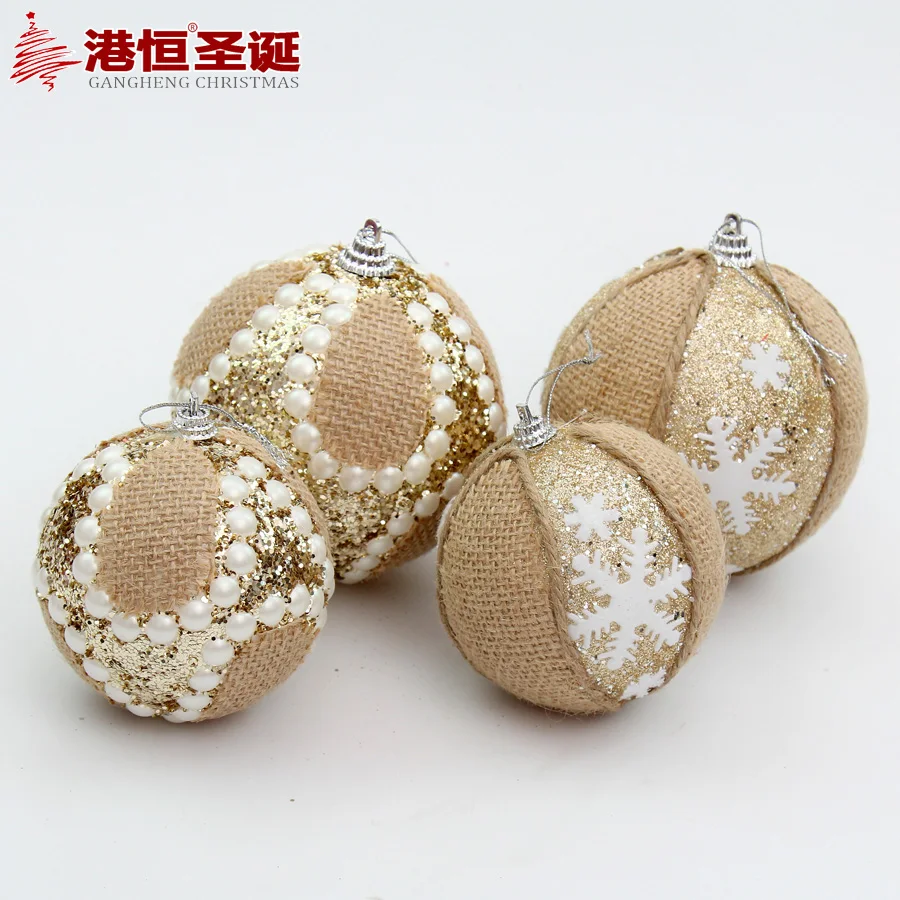 

Рождественские украшения, Рождественский шар из льняной снежинки 8 см, 10 см, цвет шампанского, бриллиантовый Рождественский шар