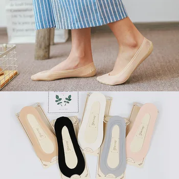 

Woman Summer Ultra-thin Boat Socks Antiskid Invisible Liner No Show Surface Silk Bottom Cotton Sexy Girls Women Short Socks