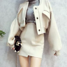 Женские юбочные костюмы, бейсбольные топы с рукавами «летучая мышь», короткие пальто, свободный Блейзер Куртки с юбкой, комплект из двух предметов, женская одежда CC162