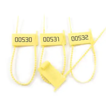 

100pcs Hand Tear Away Security Seals Pull Tight Plastic Zip Ties Tear Off Shipping Parcel Tamper Proof Numbering Label Yellow