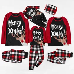 Matching Pajamas Set Christmas Family Cartoon Adult Kid Family Matching Clothes Top + Striped Pants Xmas Sleepwear Pjs Sets
