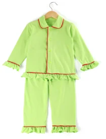 girls lime Одежда для детей; хлопок; простые милые красные пижамы; зимняя одежда с оборками для маленьких девочек; Рождественская Изысканная домашняя одежда; пижама с длинными рукавами - Цвет: girls lime