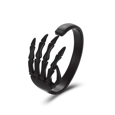 Rings For Women Men Couple Halloween Knuckles Decorate Rings Metal Silver Plated Skull Open Adjustable 2021 Trend Jewelry