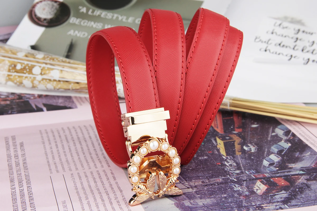 New Fashion Women's Belts Genuine Leather Designer High Quality Belt Women Luxury Straps for Woman White Automatic Buckle Belts