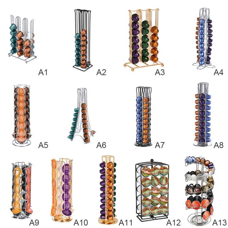 Стеллаж для хранения кофейных капсул металлический держатель кофейных капсул Железный хромированный Кронштейн хранение кофейных капсул