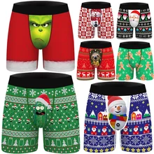 New Sexy Men Funny Christmas Tree Santa Claus Snowman Men Animal Costume Underwear Underpants Boxer Shorts Male Panties