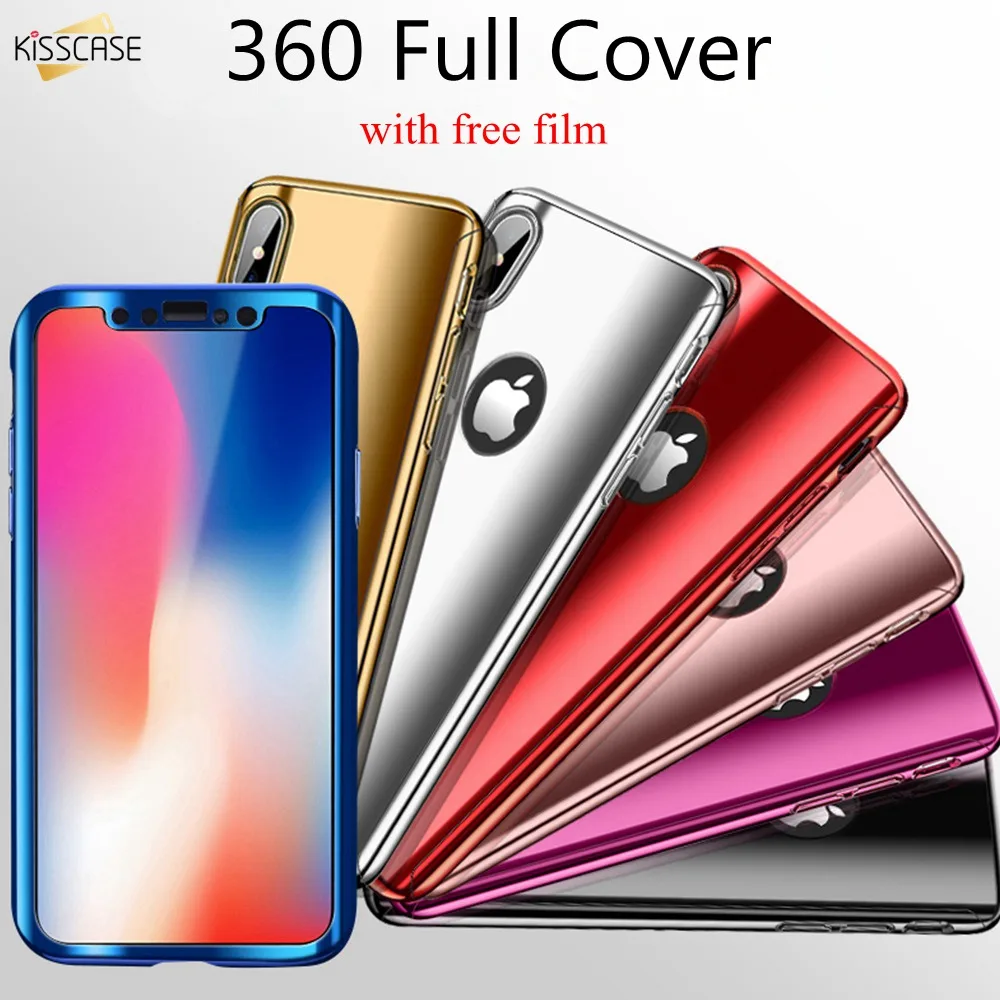 Чехол KISS 360 Полный чехол для samsung Galaxy S9 S8 S10 Plus S7 Edge Note 8 9 10 зеркальный + закаленное