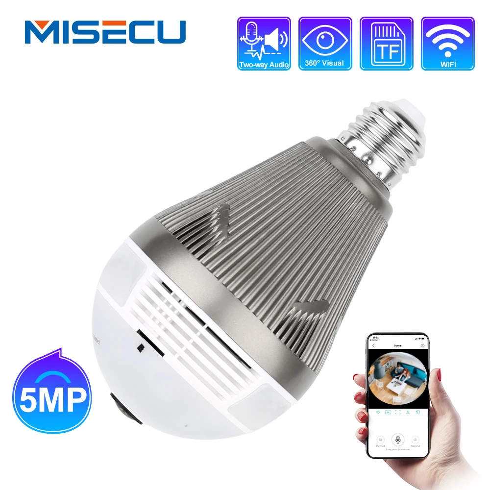 MISECU 5.0MP 3.0MP 1.3MP 360 градусов VR аудио 128 ГБ слот беспроводная IP камера лампа Wi Fi рыбий