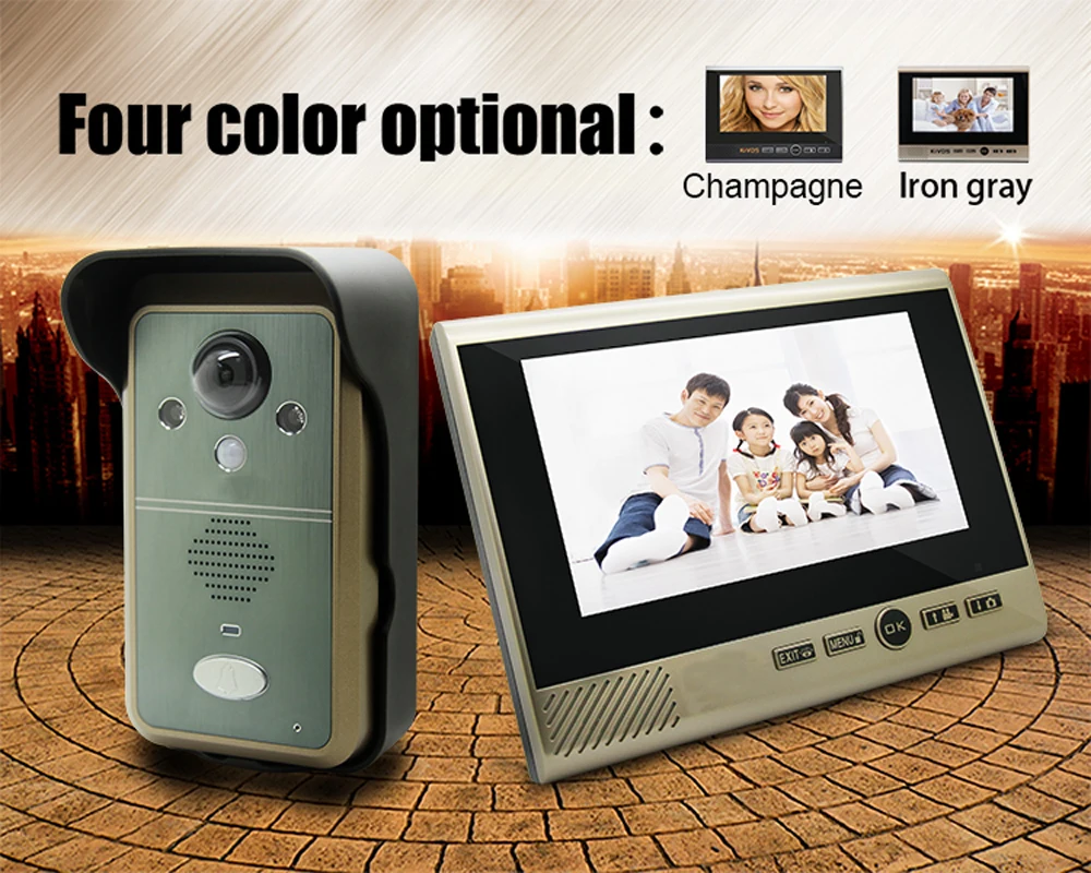 7 Inch TFT Monitor Wireless Intercom Doorbell IR Night Vision P2P Video Door Phone 7 Inch TFT Monitor Wireless Intercom Doorbell IR Night Vision P2P Video Door Phone