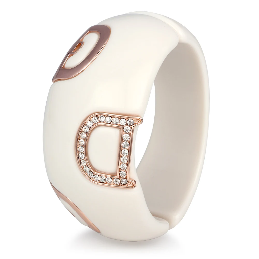 Женский акриловый браслет с австрийским кристаллом и буквой D от Kemstone|bangle