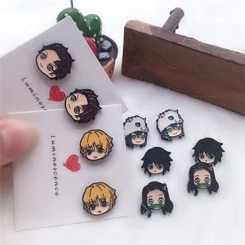 

Japanese Anime Demon Slayer Wholesale Cosplay Ear Stud Prop Kimetsu No Yaiba Tanjirou Kamado 1 Pair Earrings Cosplay Accessores