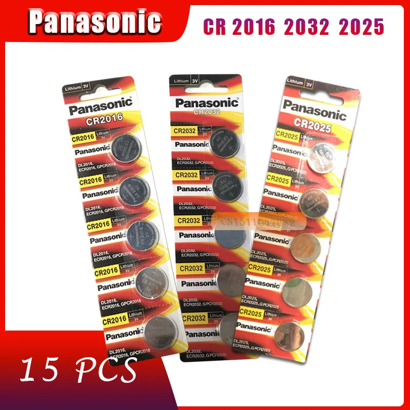 Оригинальный фирменный Аккумулятор для PANASONIC cr2032 cr 2025 cr2016 15 шт. 3 в батарейки монет