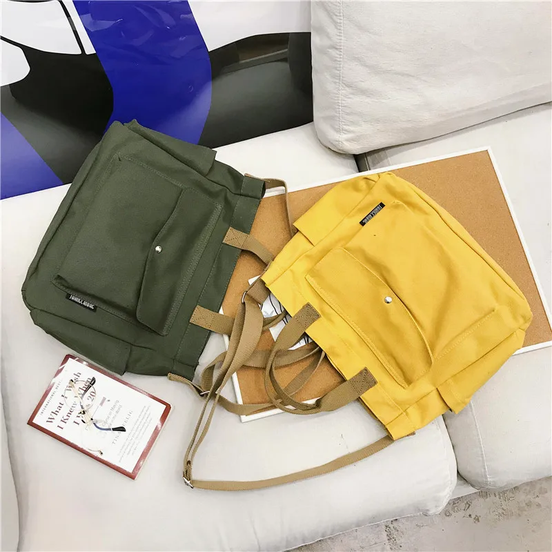 

2019 Early Spring New Style Canvas Tote Bag Simple Diaper Bag Multi-pocket Basket Shoulder Oblique WOMEN'S Bag