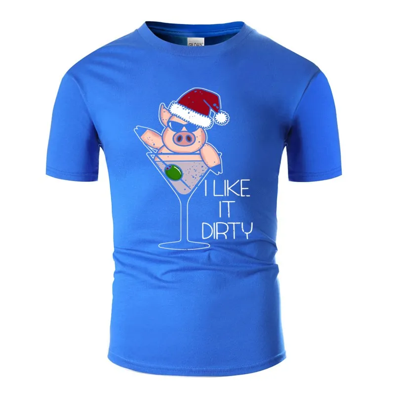 Футболка с надписью I Like It Dirty Christmas Pig Comics Martini Glas для мужчин армейский зеленый цвет