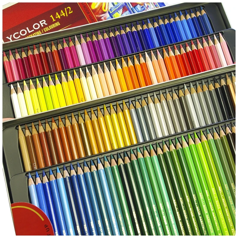 of　3828　Drawing　Stationery　writing　drawing　sharpened　Art　metal　Coloured　144　Colored　Polycolor　colors　cases,　pencils　material　Set　Pencils　Koh-I-Noor　AliExpress