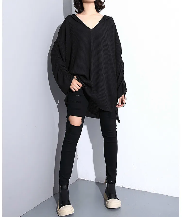 Max LuLu, Осенний европейский модный джемпер, женская трикотажная одежда, Женский Длинный пуловер с капюшоном, Повседневный свитер с v-образным вырезом размера плюс
