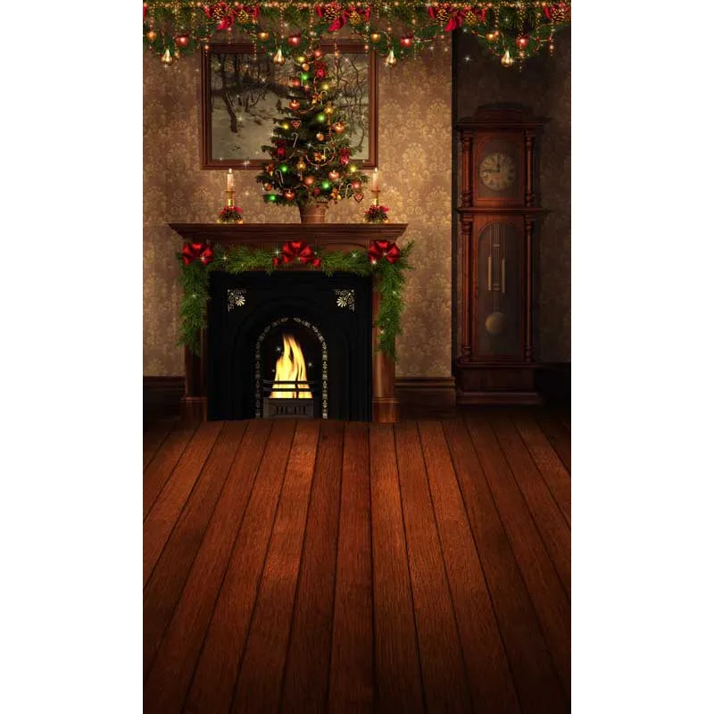 5x7FT Merry Christmas Винтаж гостиная камин цвет свет дерево на заказ фотостудия фон винил