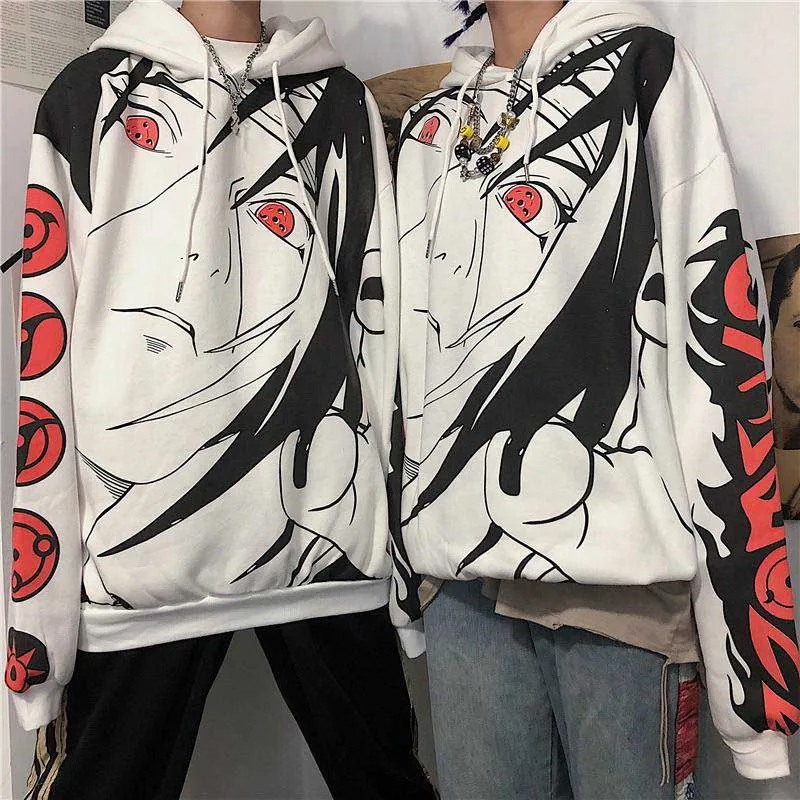  NiceMixAutumn winter Anime Naruto Uchiha Itachi Sharingan Print hoodies Casual thicken warm pullove