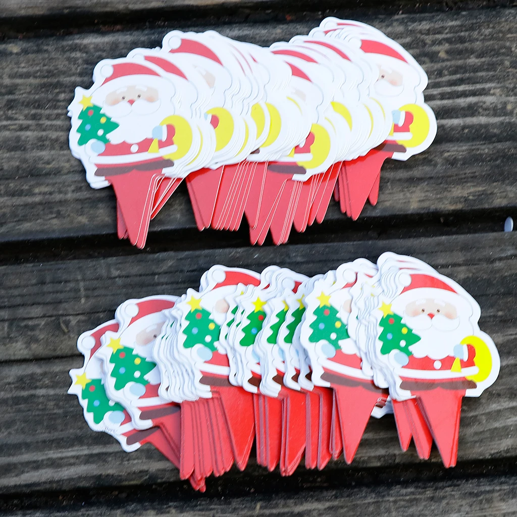 100 Pieces Santa Snowman Elk Cupcake Toppers Kids Birthday Cake Decor Xmas Accessories