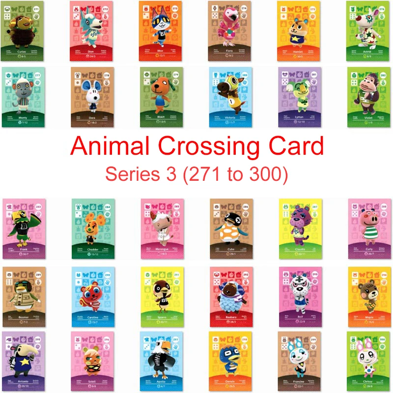

Series 3 (271 to 300) Animal Crossing Card Amiibo Card Work for NS 3DS Switch Game Amiibo Villager Card