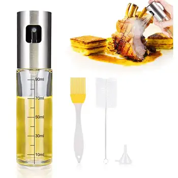 

90ml Oil Sprayer Set Glass Portable Clear Oil Spray Bottle Oil Dispenser With Brush Clean Tools BBQ Sprayer Olive Oil Spray