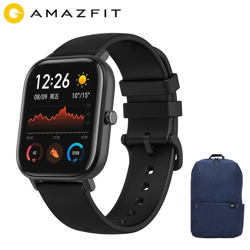 Глобальная версия, Новые смарт-часы Amazfit GTS, 5 АТМ, водонепроницаемые Смарт-часы, 14 дней работы от батареи, AMOLED Amazfit Bip, обновление - Цвет: GTS-Black-bag