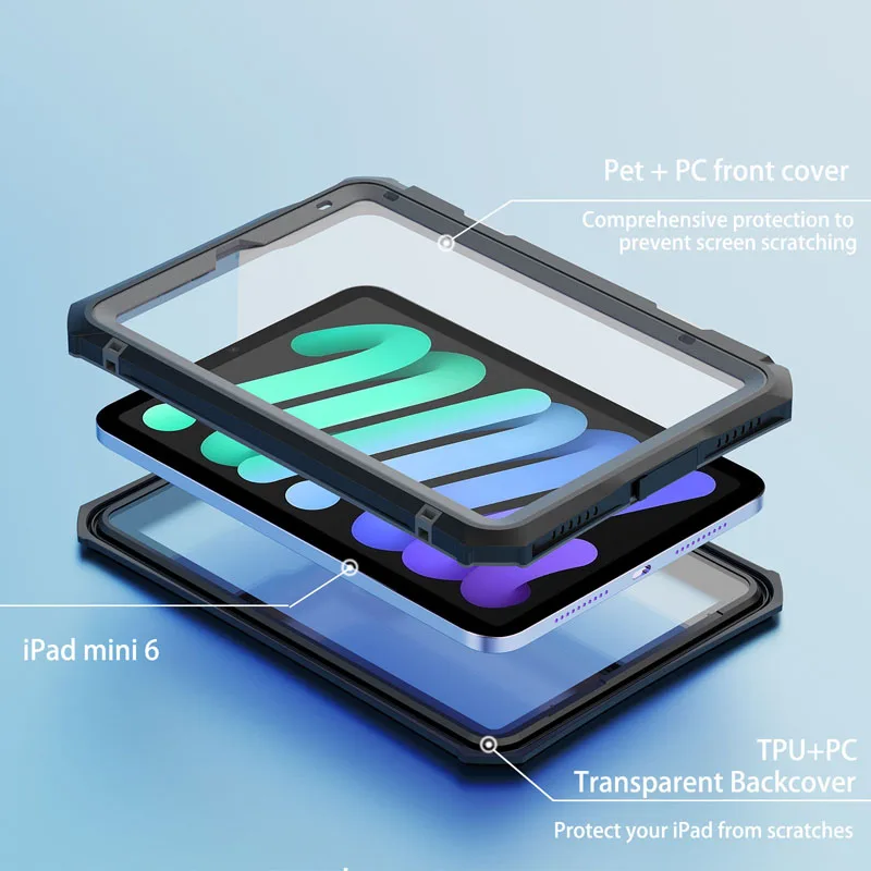 Resistente Anti-queda Anti-incrustação Totalmente Selado Ip68 Case Impermeável para Apple Mini 8.3 Polegadas Capa Filme de Tela - Imagem 6