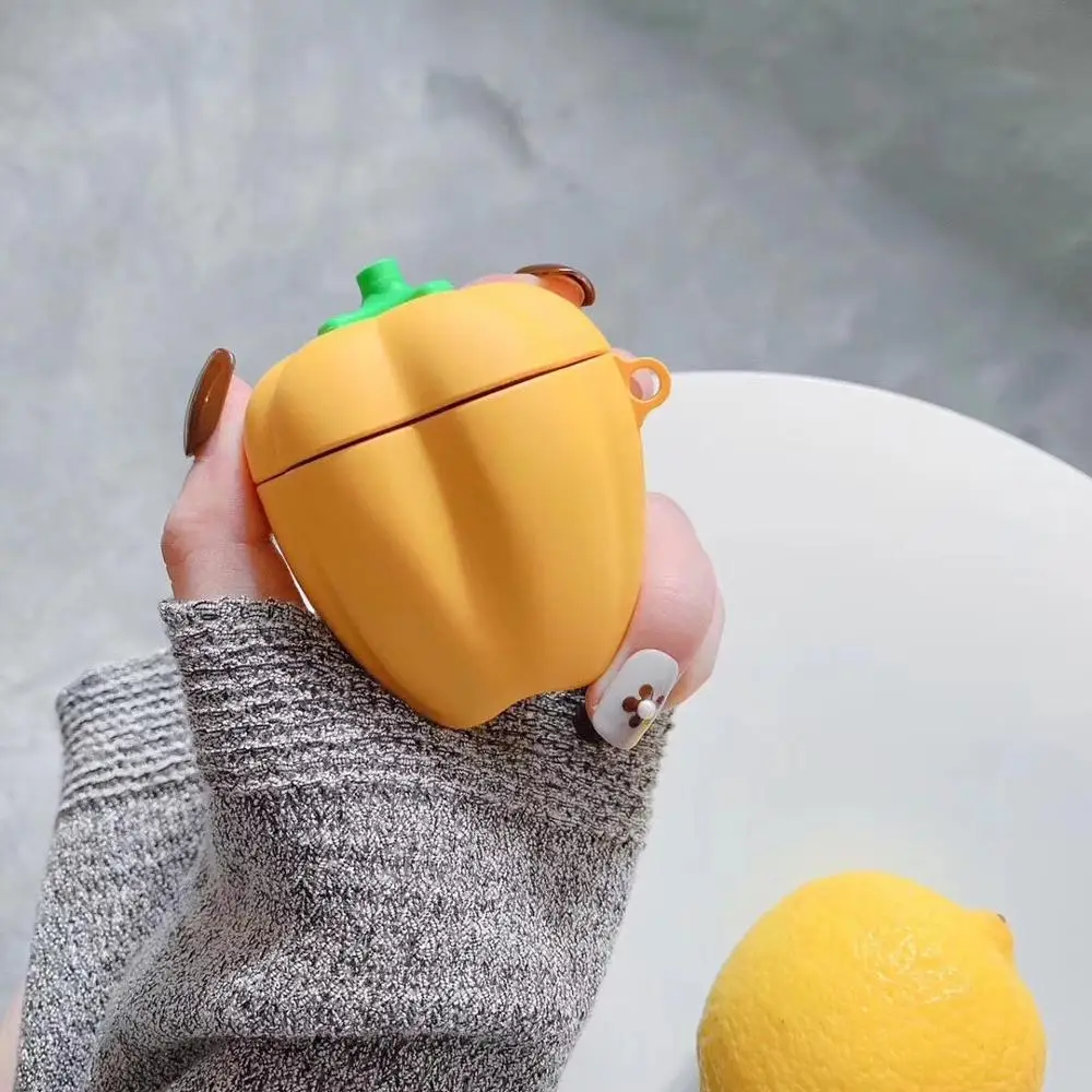 Цвет: желтый Забавный 3D Красочный перец модный силиконовый мягкий чехол для Apple Airpods чехол беспроводной Bluetooth защитный чехол для наушников - Цвет: Цвет: желтый
