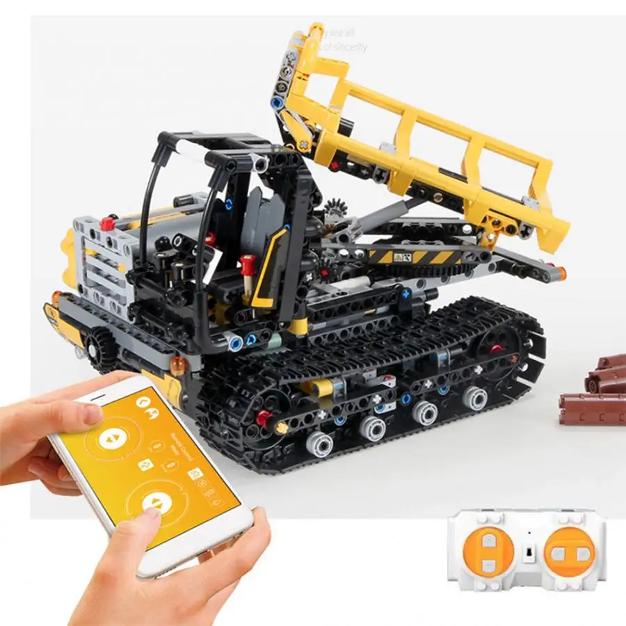 Приложение RC Technic Автомобиль DIY сборка Электрический гусеничный инженерный грузовик пульт дистанционного управления Строительная блочная Автомобильная игрушка модель игрушки