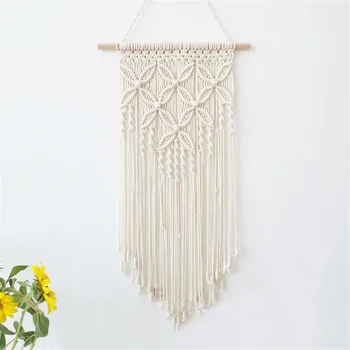 

DIY Boho Macrame Wall Hanging Tapestry Woven Handmde Wall Art Macrame Cotton Thread Pendant Ins Backdrop Home Decor Best Gift