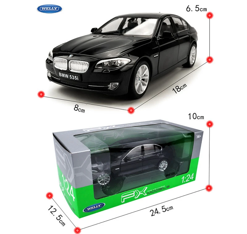 WELLY 1:24 BMW 535i черный автомобиль сплав модель автомобиля Моделирование Украшение автомобиля коллекция Подарочная игрушка Литье под давлением модель игрушка для мальчиков