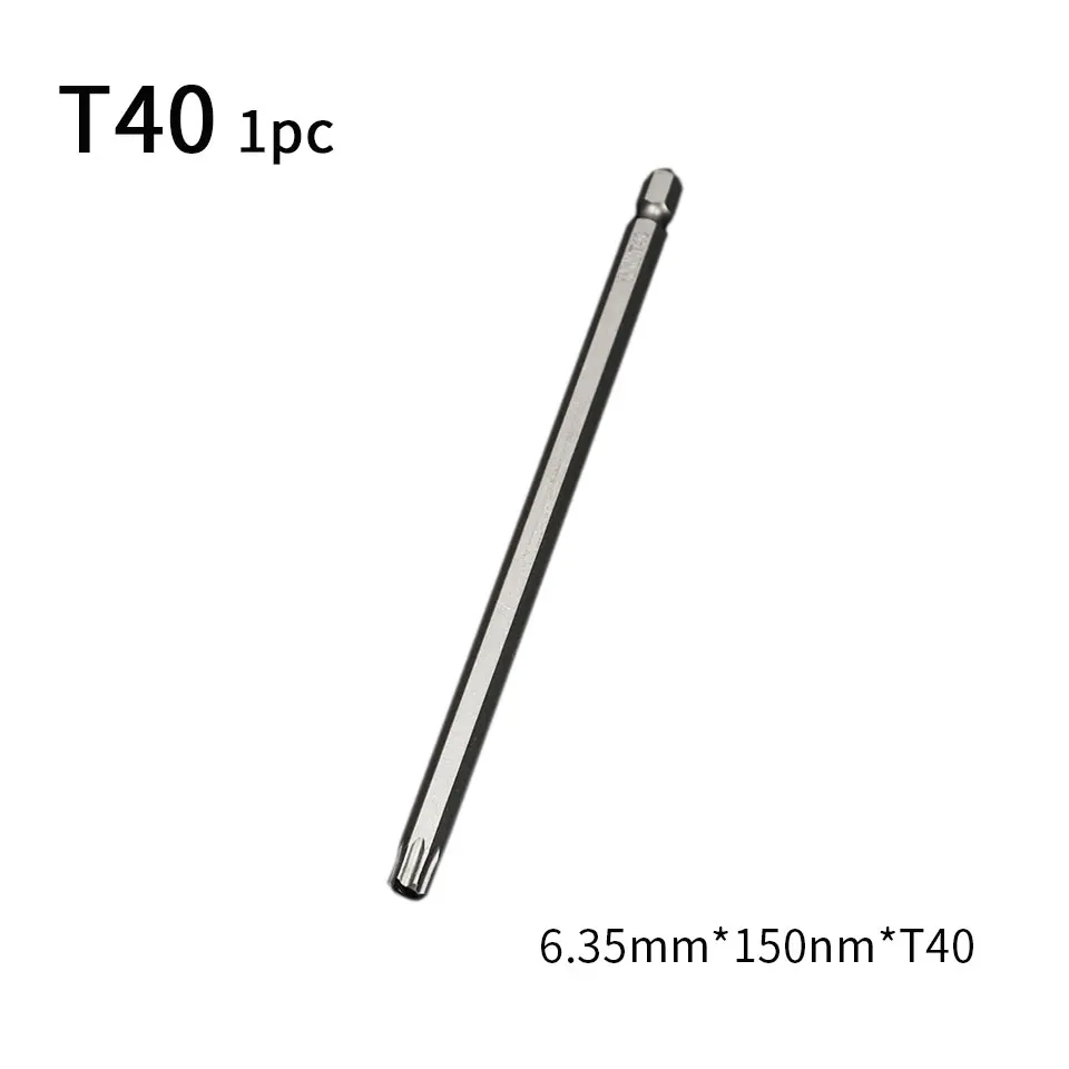 150mm T40 1pc 150 мм отвертка бит S2 сталь Torx Магнитная отвертка Биты для сверл 1/4 шестигранный хвостовик Сверло destorador ADOR Brocas Bitset - Цвет: 150mm T40 1pc