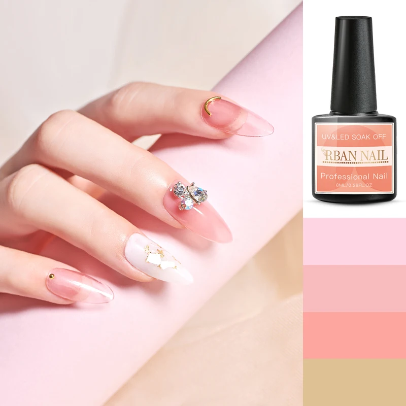 RBAN NAIL 8 мл розовый Желейный Гель-лак для ногтей полупрозрачный фиолетовый лак Длительное впитывание УФ-гель для дизайна ногтей лак