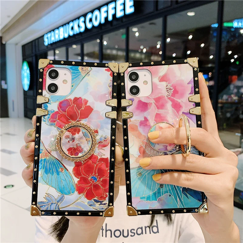 Fashion Brand Samsung A52 Case  Case Samsung Luxury Square - Luxury Flower  Cover - Aliexpress