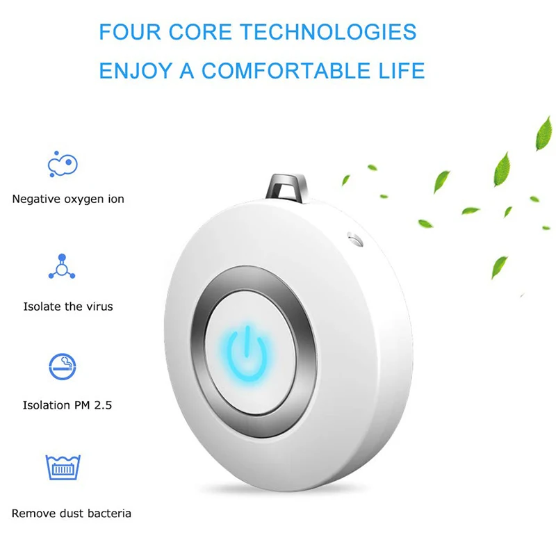 USB Portable Wearable Air Purifier, Personal Mini Air Necklace Negative Ion Air Freshener- No Radiation Low Noise for Adults Ki