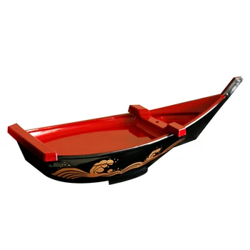 

ABS Black Red Sushi Sashimi Boat Ice Food Seafood Plate Salmon Sashimi Tray Creative Japanese Food Container Sushi Decor Boat