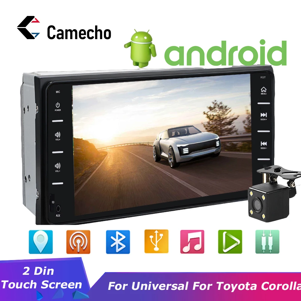Camecho автомобильный мультимедийный плеер Авто аудио GPS Авторадио 2 Din Dvd для