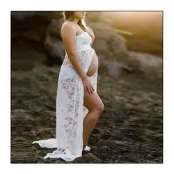 Лучшие продажи фотография беременной женщины кружева стрейч в длинном абзаце фотосессия с открытыми плечами платье Рождественский