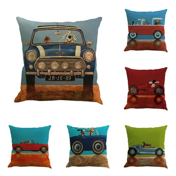 

Cute Lovely Cartoon Dog Driving Car cushion case cozy polyester home decorative sofa bedding pillowcase 45x45cm