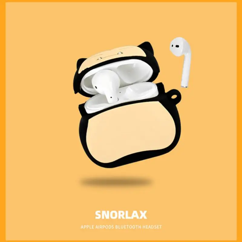 Силиконовый чехол для гарнитуры с Bluetooth для Airpods Antifall, мягкий чехол с мультяшным принтом Snorlax, беспроводной чехол для наушников, милые аксессуары