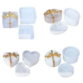 

Silicone Resin Mold Jewelry Storage Box Mold Hexagon Round Square Small Box Epoxy Resin Mold Trinket Box DIY Art Craft