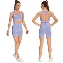 Women's Tracksuit Yoga Set Female Clothing Ribbed Gym Set 2 Piece Outfit Sportswear Summer Beach Cotton Shorts Tracksuit Women