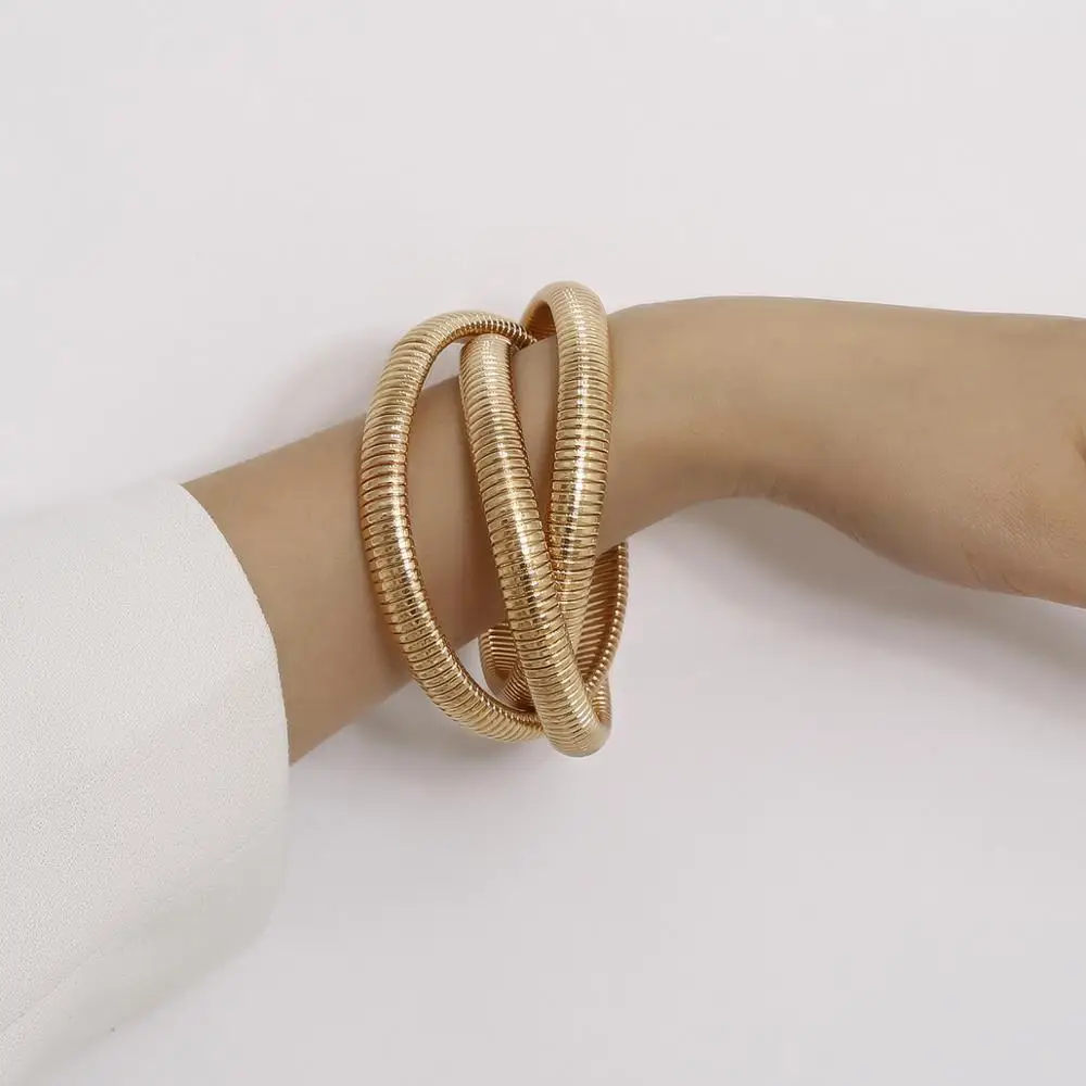

Fashion Women Bracelet Jewelry Accessories Gold Spiral Bangles Jewellery Hip Hop Punk Bracelets Funny Bileklik Rock Bracelets