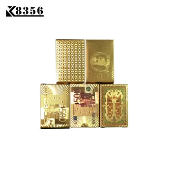 

K8356 10Sets/Lot Gold Foil Plated Texas Hold'em Plastic Playing Cards Waterproof Poker Cards Board Game 2.24*3.46 inch Wholesale