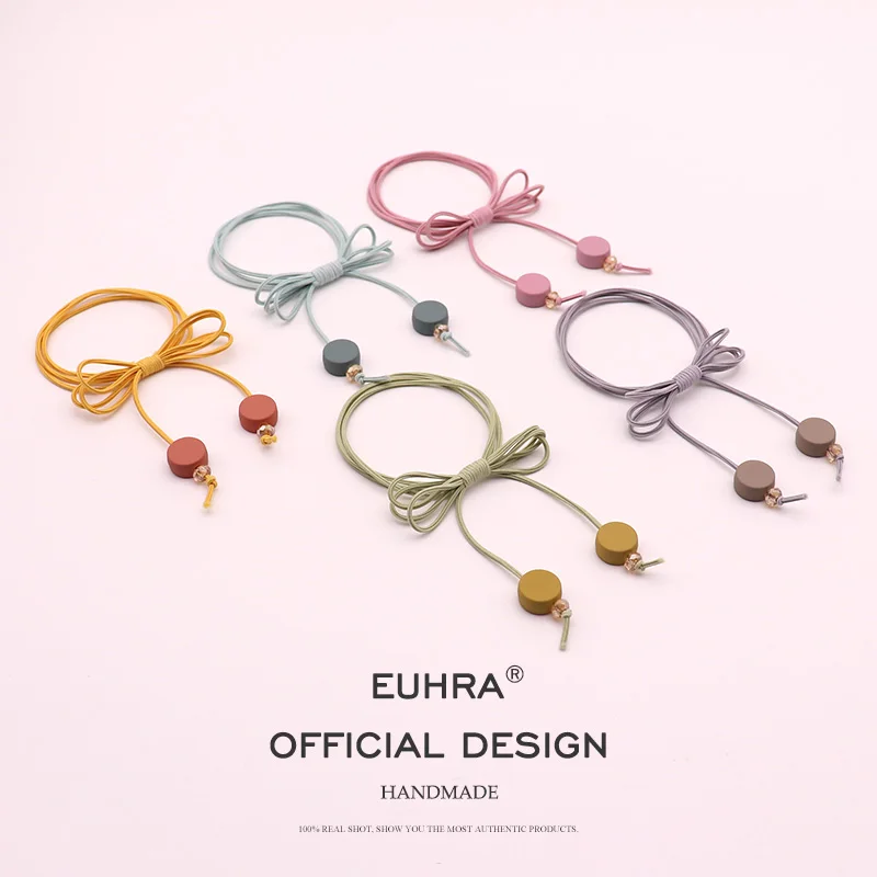 EUHRA, 5 цветов, Кристальные бусины, круглые, очаровательные, эластичные, с кисточками, конский хвост для женщин, лента для волос, для детей, эластичная резинка
