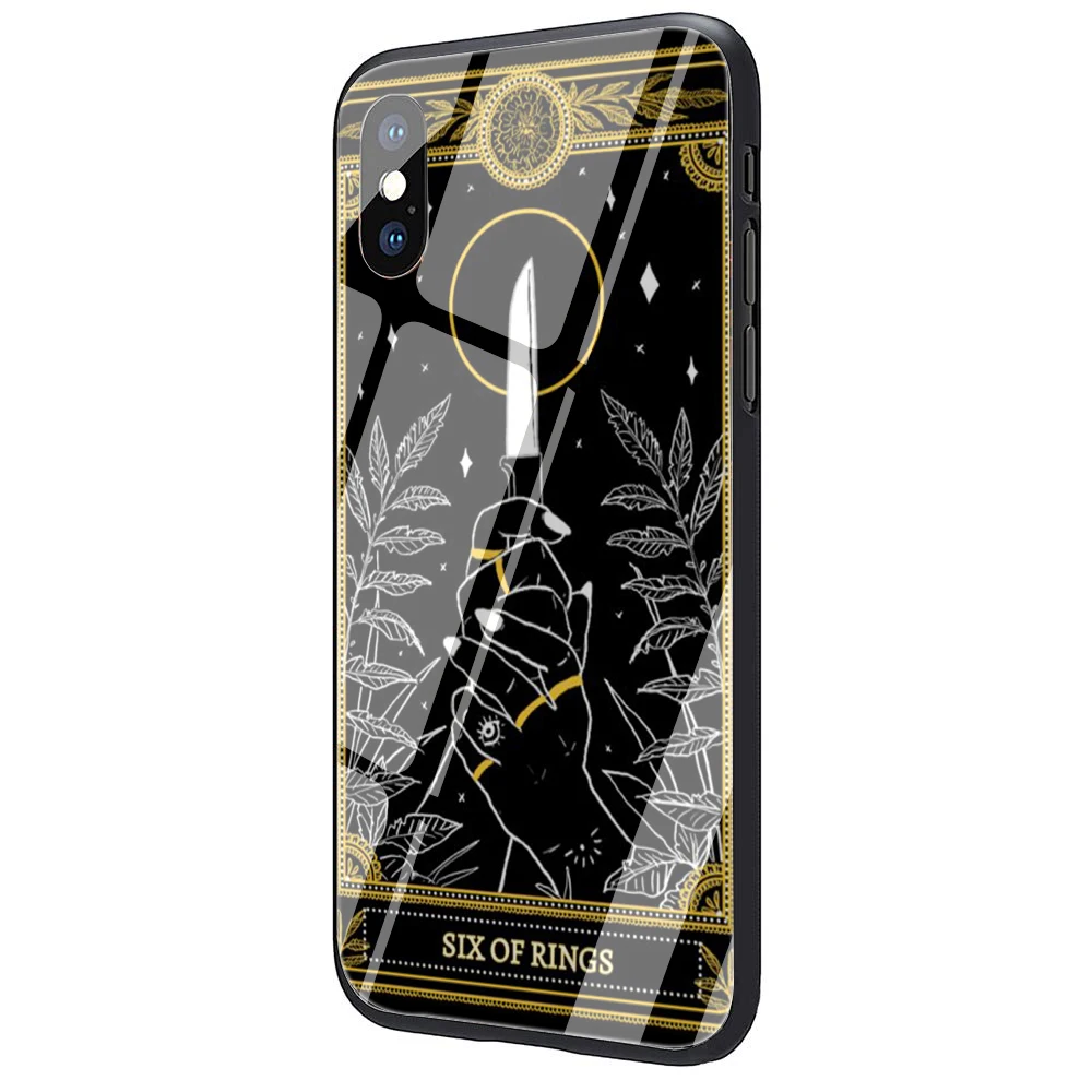 EWAU Таро смерти Coque оболочка закаленное стекло чехол для телефона чехол для iPhone 5 5S SE 6 6s 7 8 Plus X XR XS 11 Pro Max