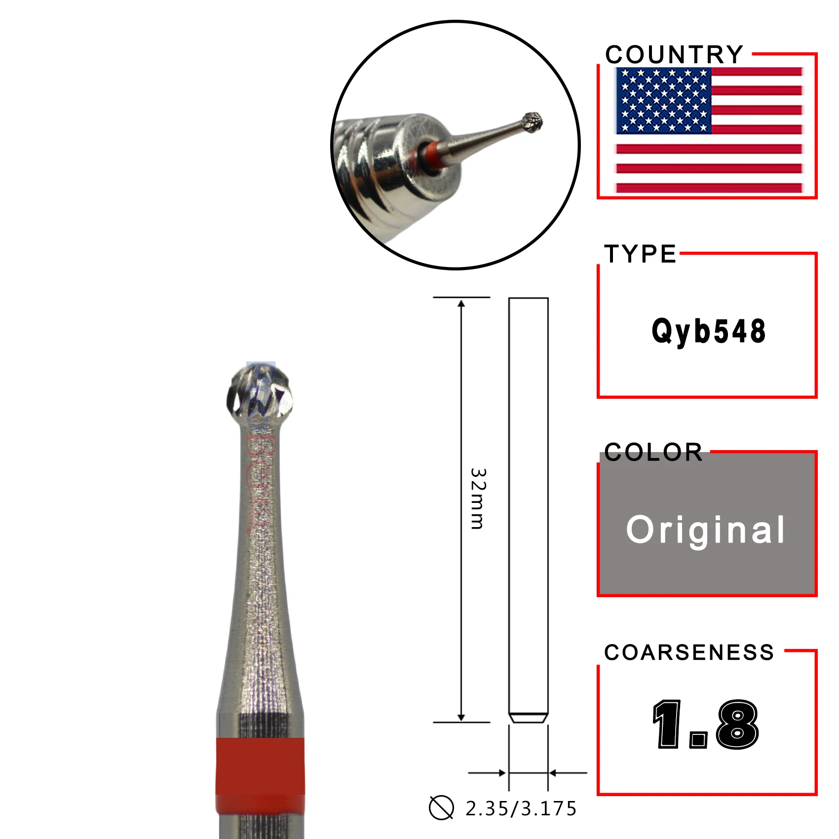 RolinStar Ball 8 Shape cuticle clean manicure pedicure Nail Drill Bit Rotary Burr Dental nail art tools nail drill bit nail drill bits