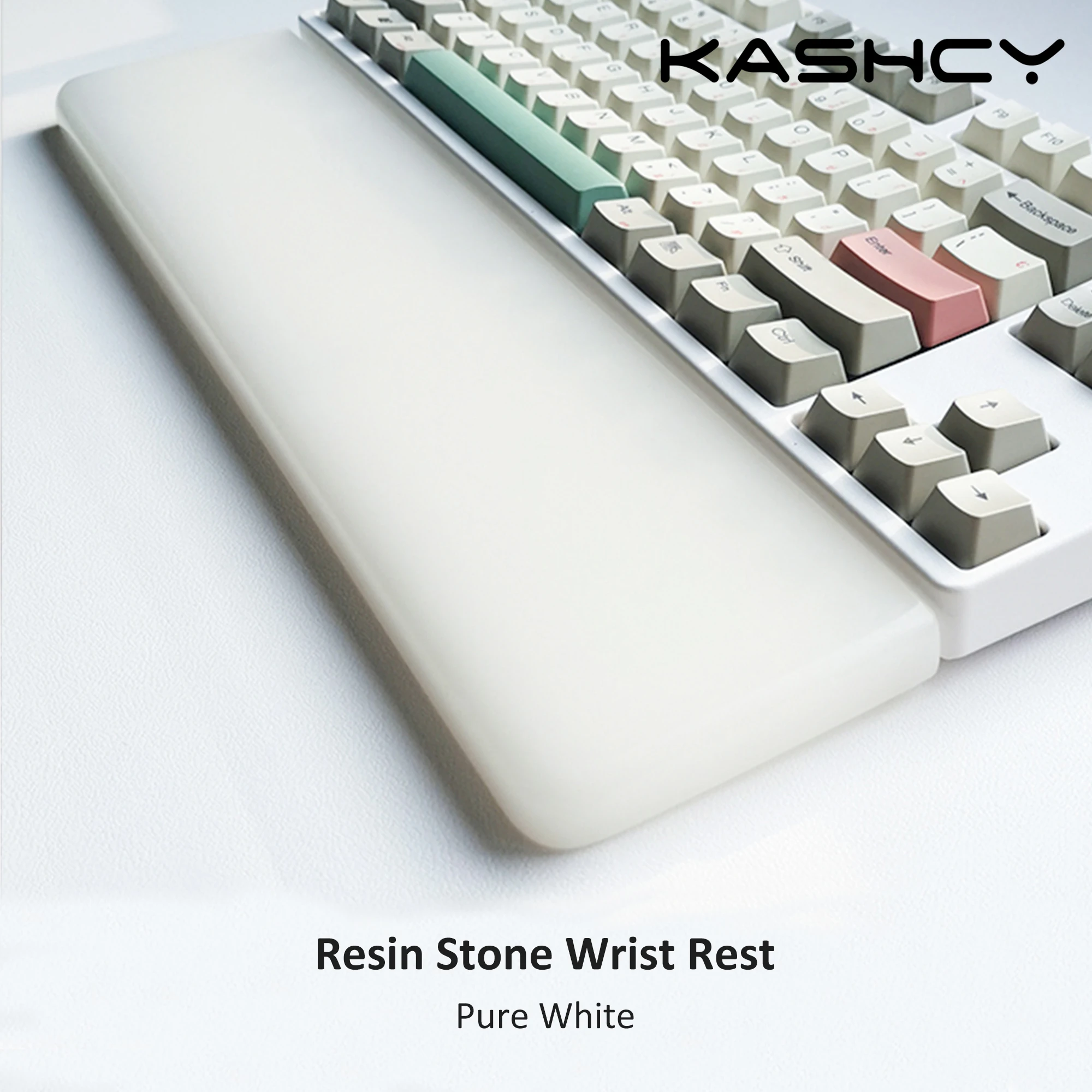 KASHCY Resin Stone Pure White Wrist Rest For Ergonomic Gaming