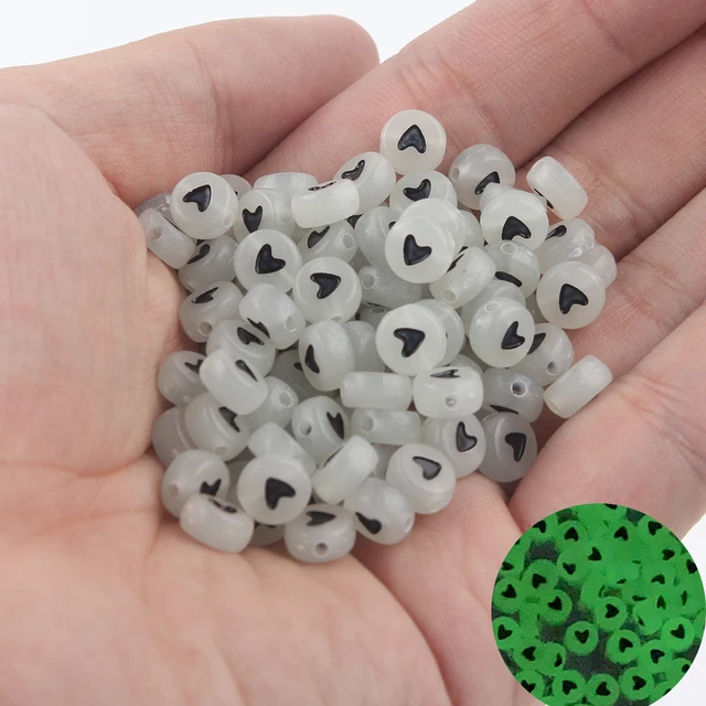 Mixed Letter Acrylic Beads Round Flat Alphabet Digital Cube Loose Spacer Beads For Jewelry Making Handmade Diy Bracelet Necklace 4x7mm Black Heart